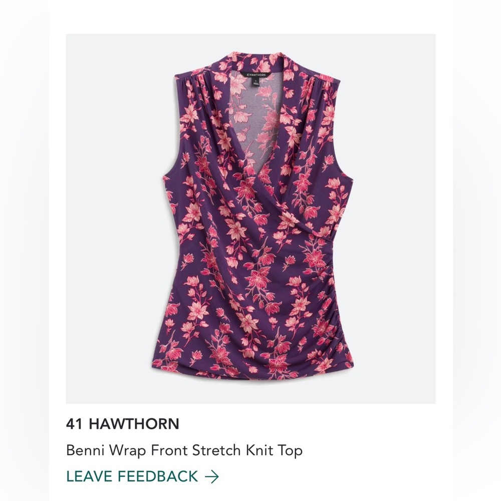 Stitch Fix 41Hawthorne Floral Purple V Neck Size Medium GUC